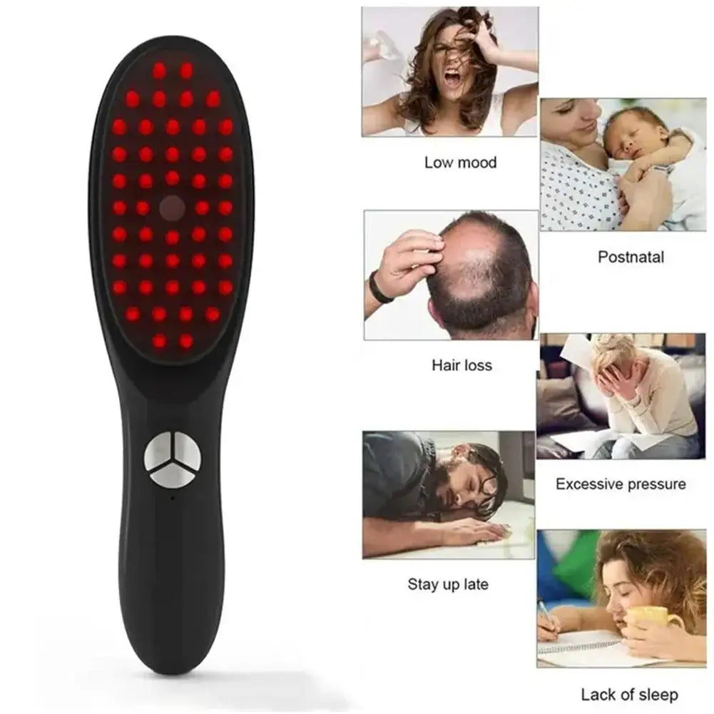 1pcs Therabrush for Hair Innovative Hair Restoring Brush Red and Blue Light Therapy Portable Micro-Current Medicine Massage Comb