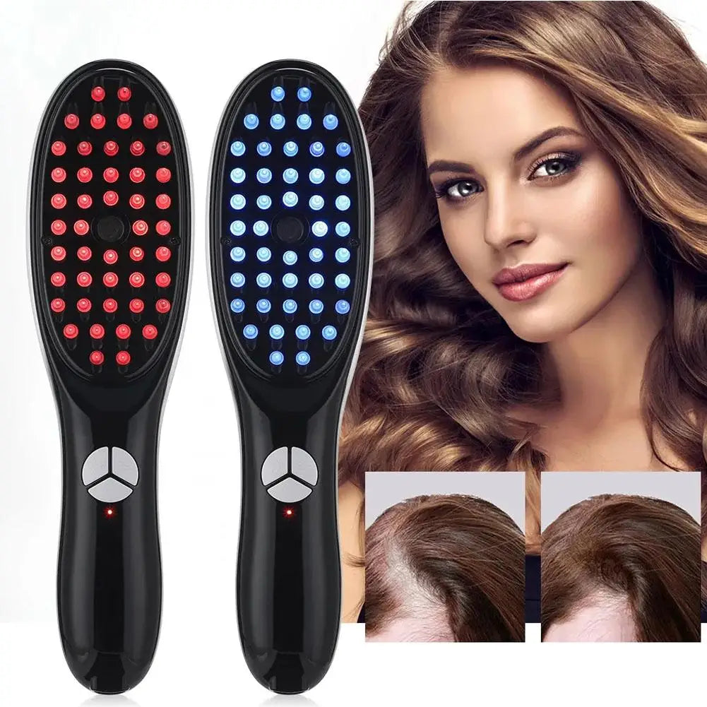 1pcs Therabrush for Hair Innovative Hair Restoring Brush Red and Blue Light Therapy Portable Micro-Current Medicine Massage Comb