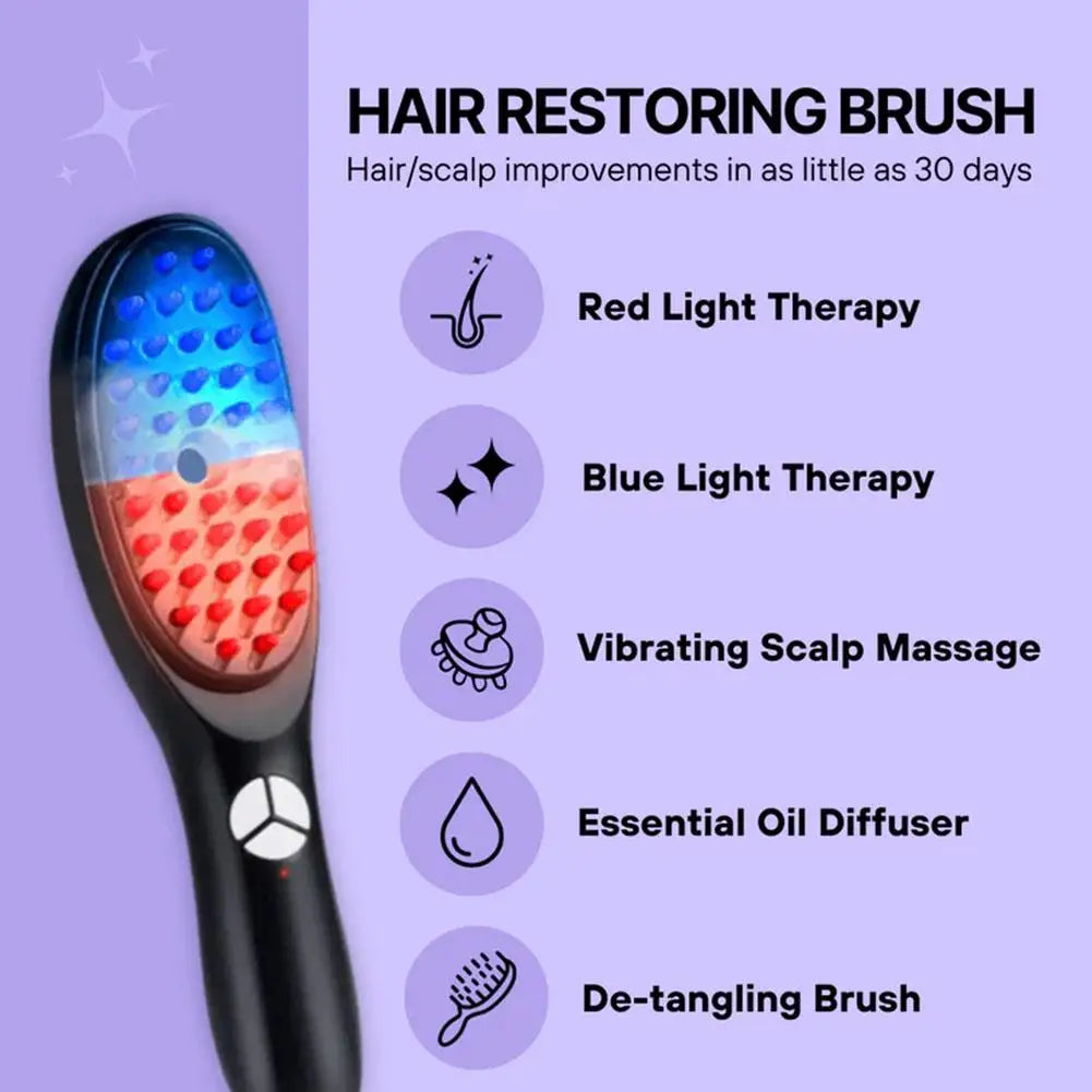 1pcs Therabrush for Hair Innovative Hair Restoring Brush Red and Blue Light Therapy Portable Micro-Current Medicine Massage Comb