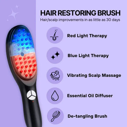 1pcs Therabrush for Hair Innovative Hair Restoring Brush Red and Blue Light Therapy Portable Micro-Current Medicine Massage Comb