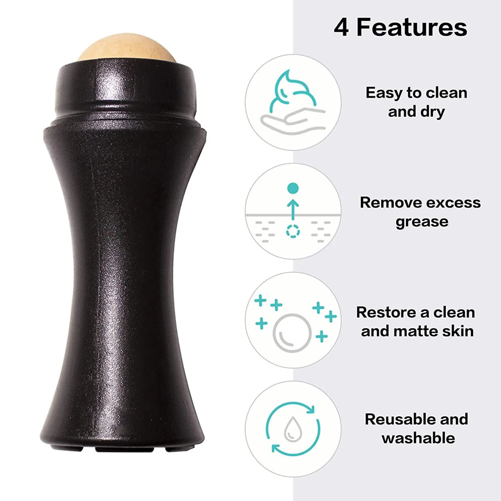 Face Oil Absorbing Roller Natural Volcanic Stone Facial Pore Cleaning Oil Removing Massage Body Stick Makeup Face Skin Care Tool