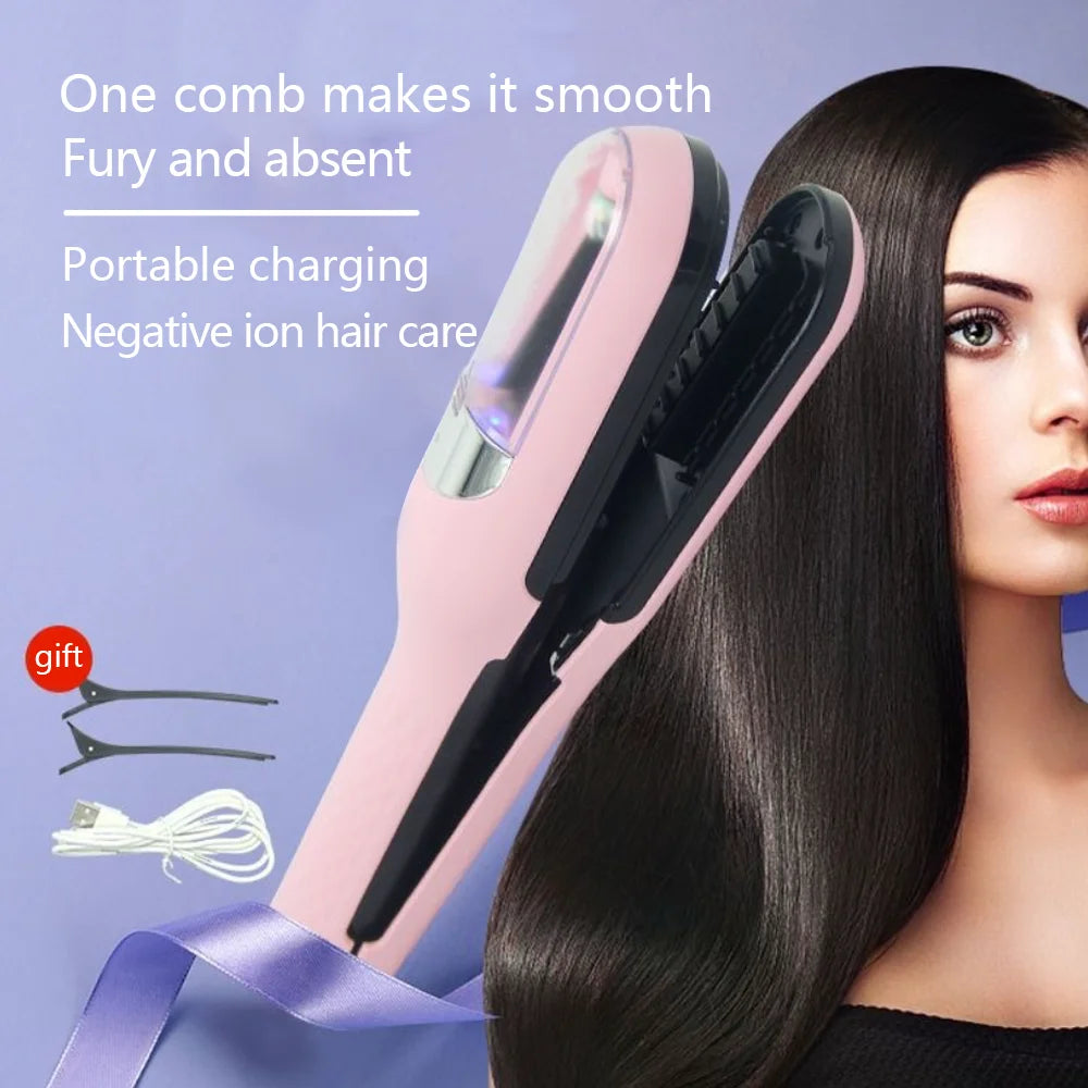 Portable mini straightener, evenly distributed heat, hair styling tool, lightweight travel friendly design