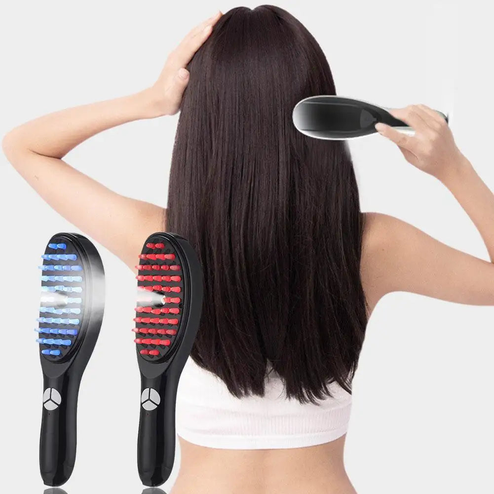 1pcs Therabrush for Hair Innovative Hair Restoring Brush Red and Blue Light Therapy Portable Micro-Current Medicine Massage Comb